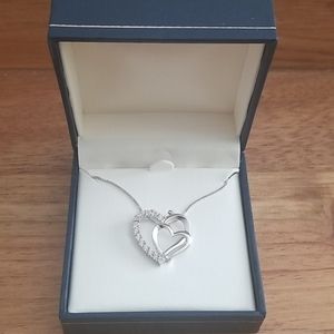 NIB Double Heart Pendant w/ chain .925